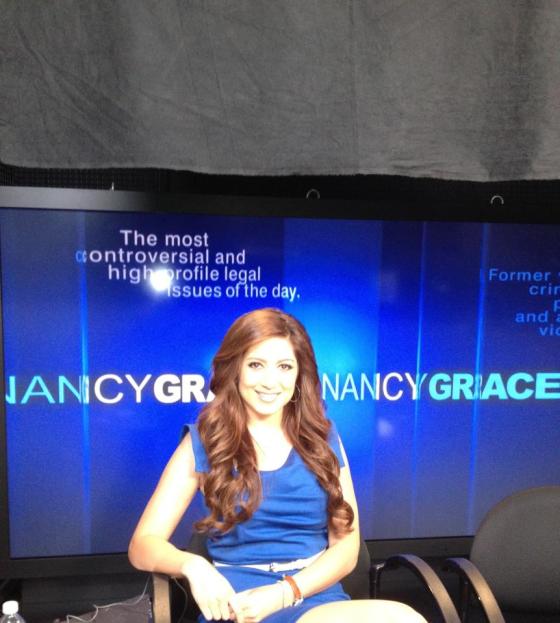 Anahita behind the scenes at the Nancy Grace show!