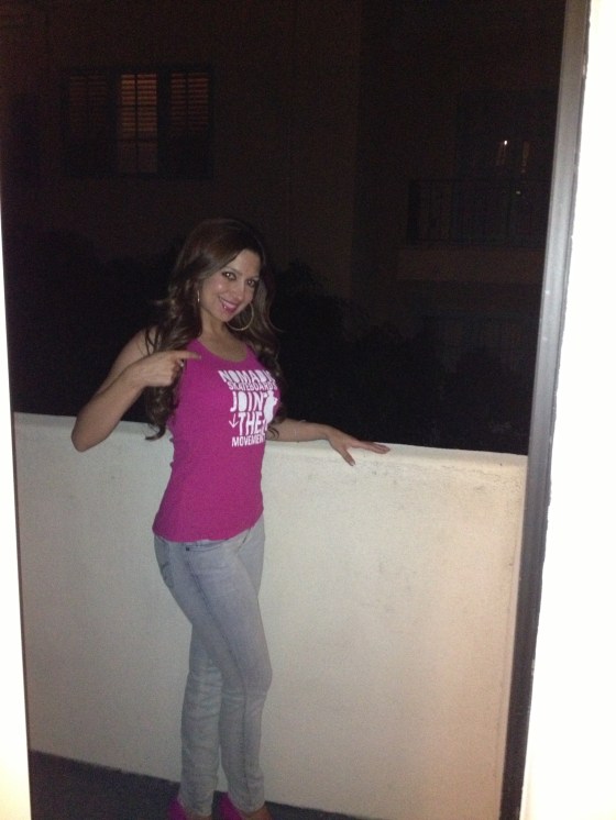 Heading to my client's clothing line launch party! Sporting the pink tank! 